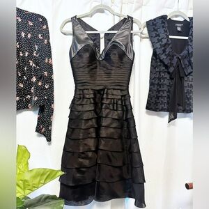 New 100%silk‎ & 100% leather black cocktail dress sz6